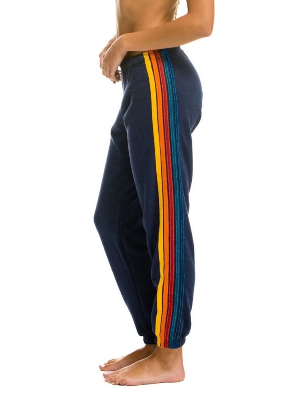 Aviator Nation navy blue grey blend 5 stripe sweatpants